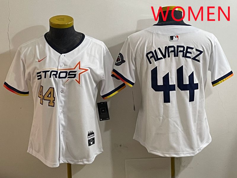 Women Houston Astros #44 Alvarez White three generations Joint Name Nike 2025 MLB Jersey style 3->women mlb jersey->Women Jersey